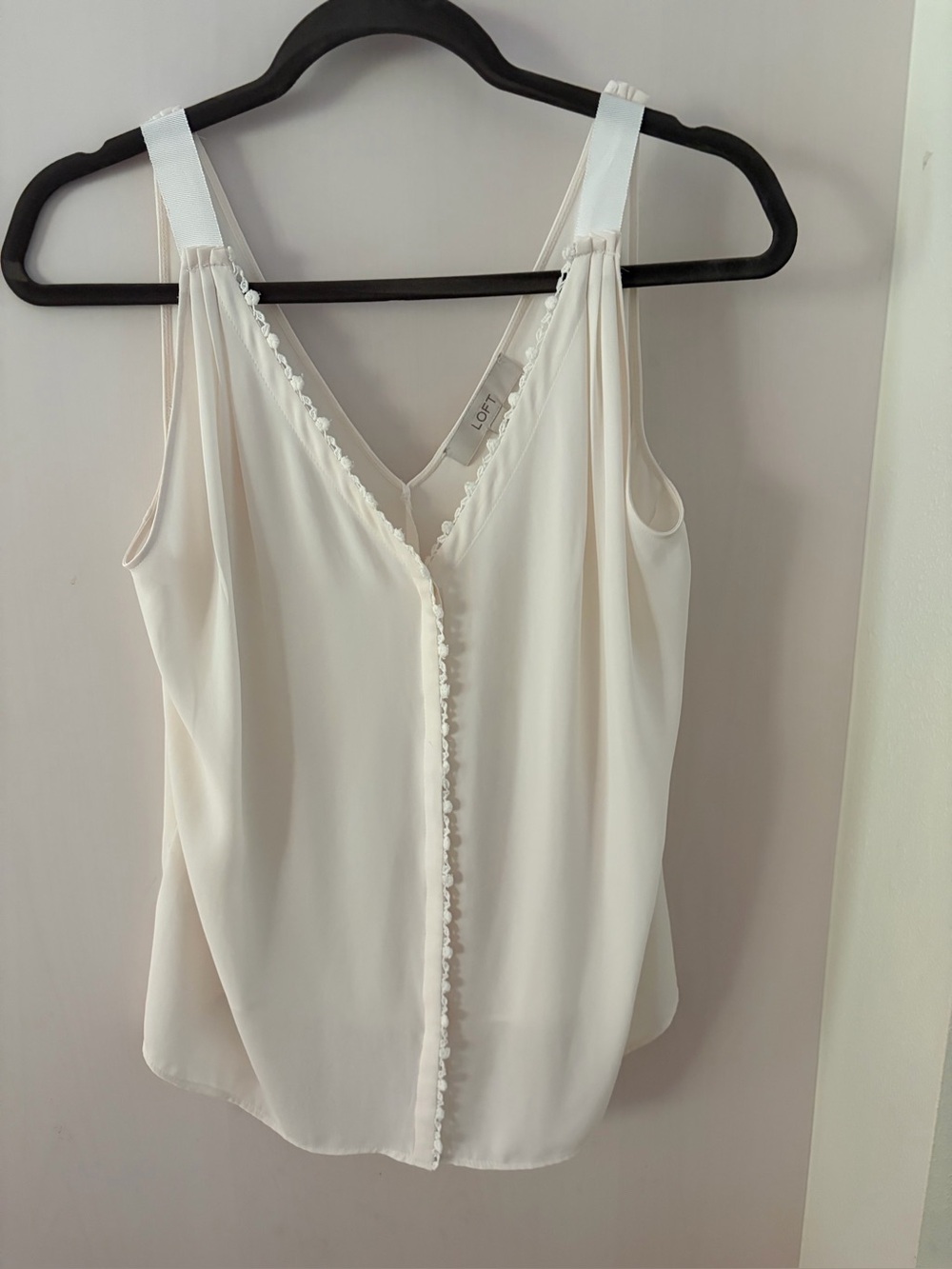 LOFT Cream Spaghetti Strap V-Neck Camisole